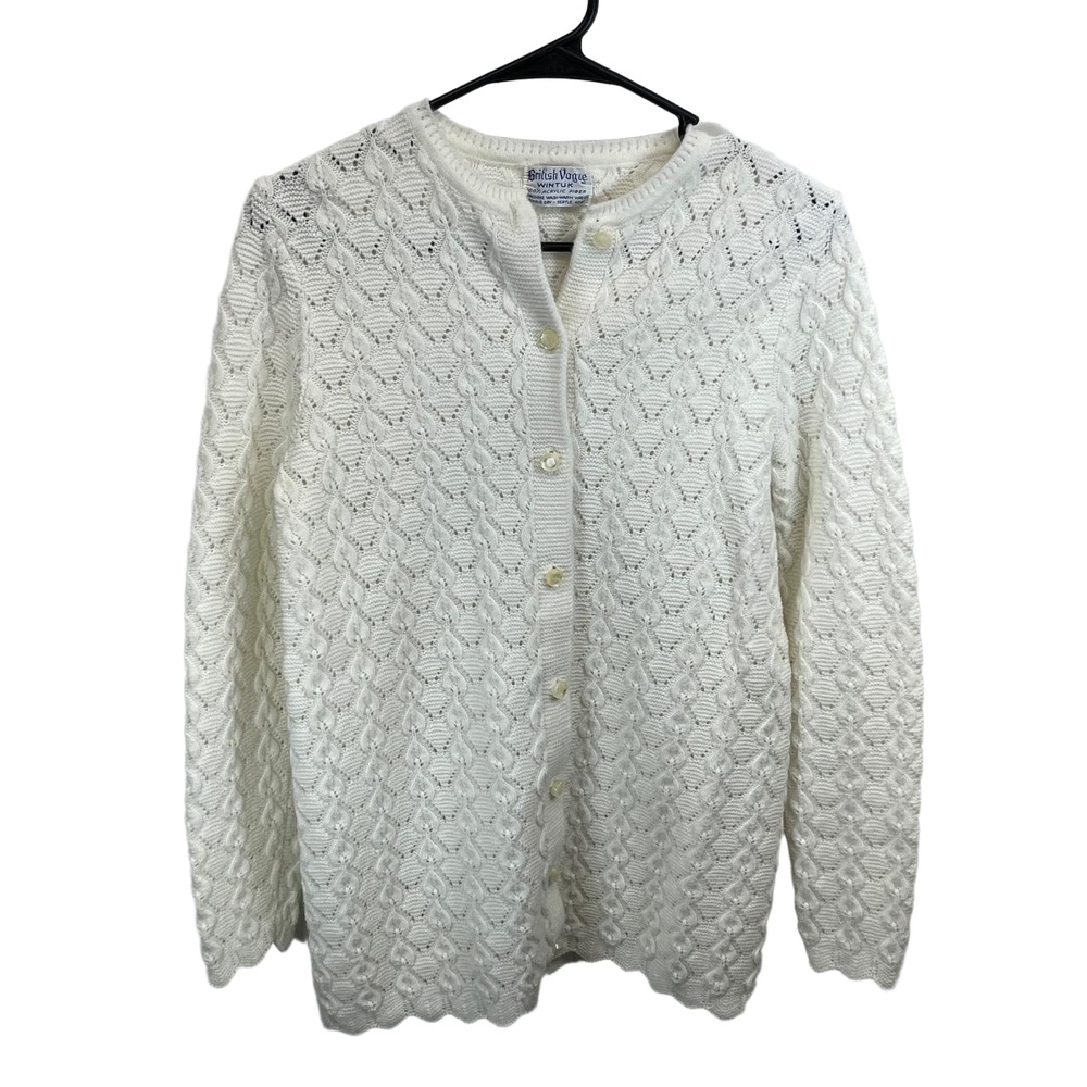 Vintage British Vogue Womens‎ Off White Cottagecore WINTUK Cardigan